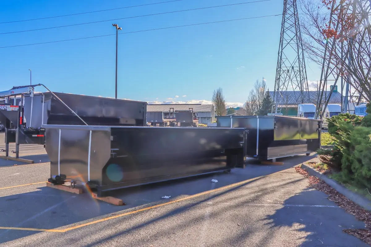 Roll-off dumpster ready for waste disposal at job site for 8 Yard Dumpster Rental in Deerfield
